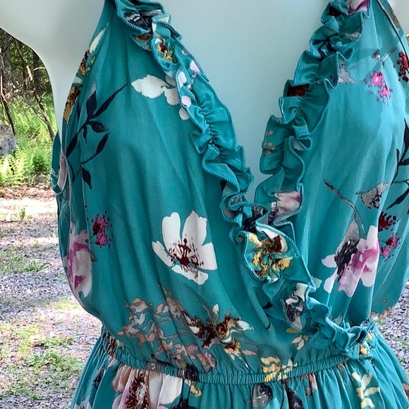Turquoise Floral High Low Summer Dress Sz.S - Picture 6 of 6